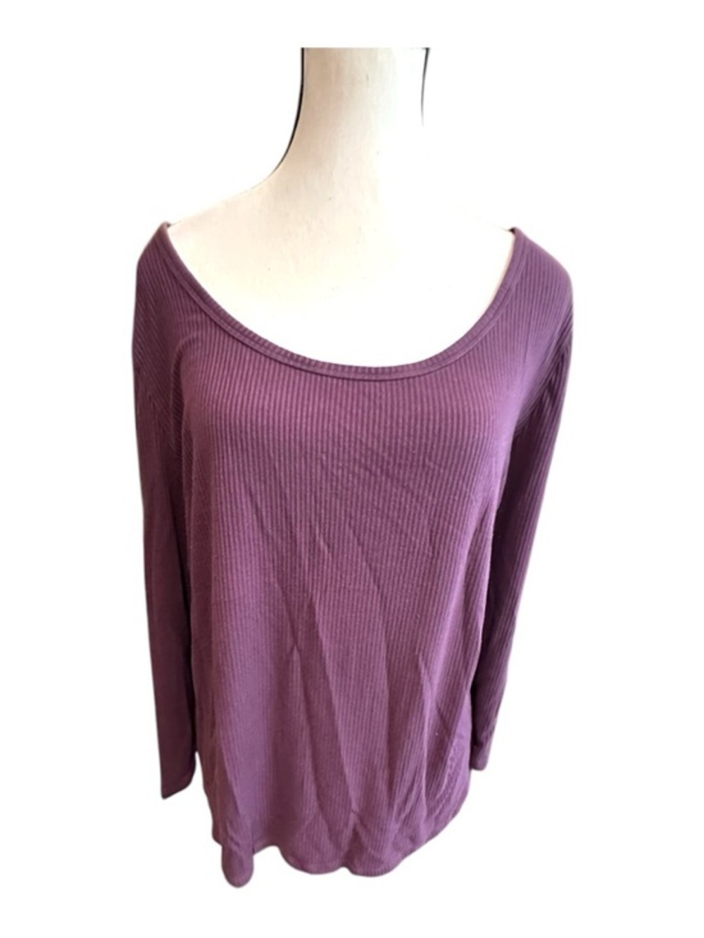 Women’s XXL Reitmans Dusty Rose Pink Long-Sleeve Scoop Neck Ribbed Tee 18
